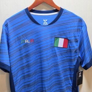 Italy Soccer Shirt Mens Medium Blue Soccer Striker Italia Jersey Top Football